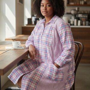 Umgee Pink Plaid Long Sleeve Dress